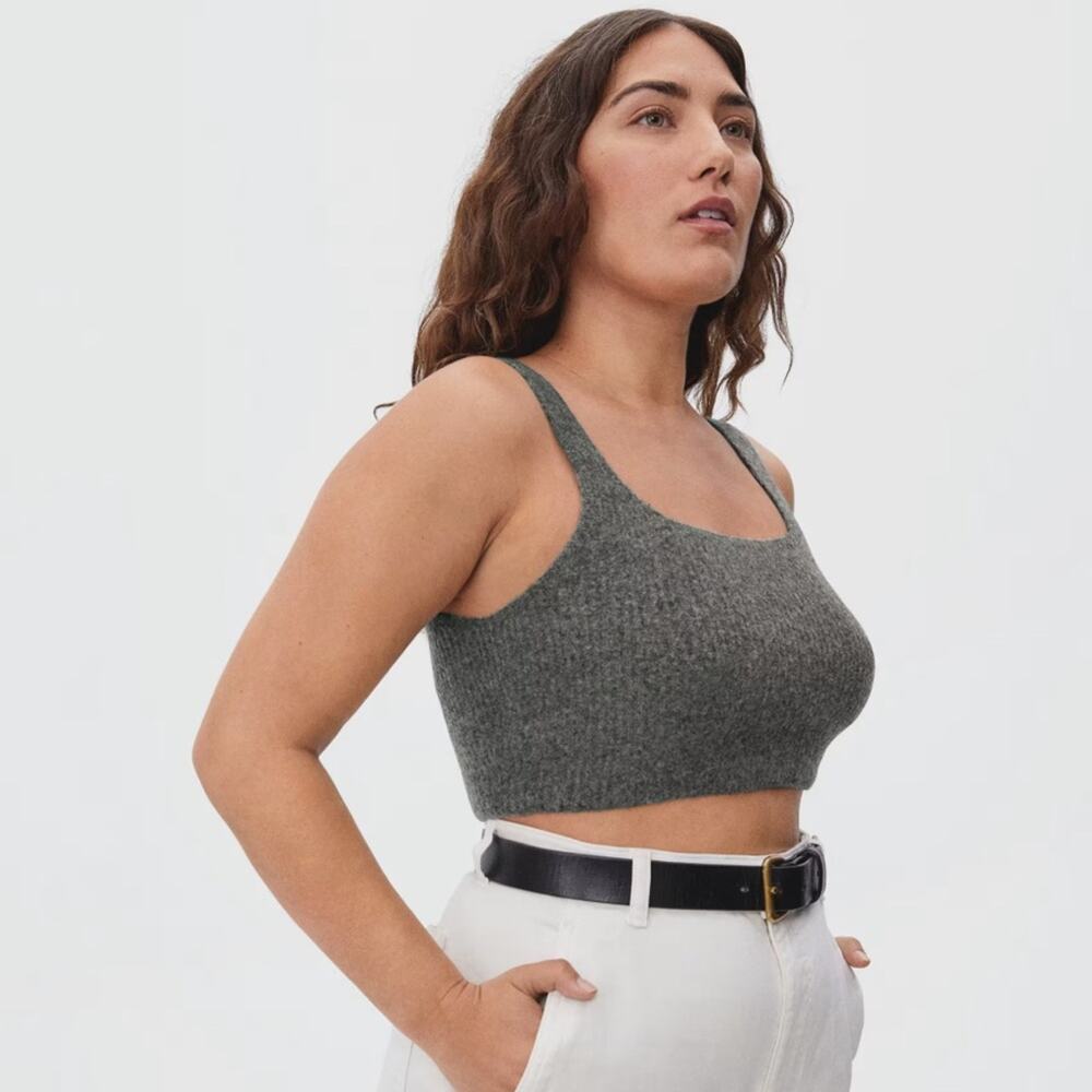 Everlane Wool Blend The Cozy-Stretch Cropped Tank Top in Charcoal Size S NEW
